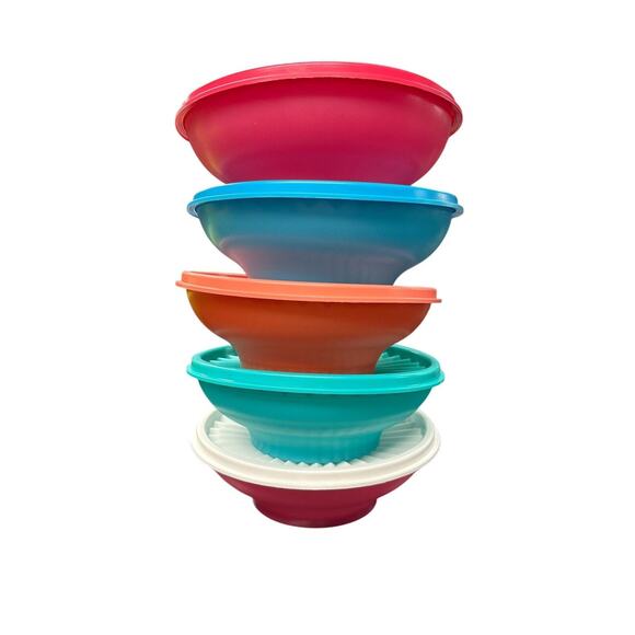 Tupperware Servalier Salad/Cereal/Dessert Bowls • 16 oz‎ • Set of 5 With Lids - Picture 1 of 6